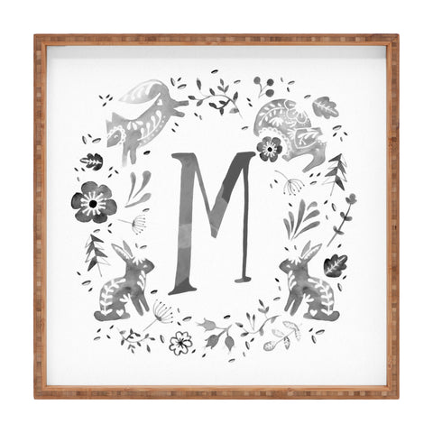 Wonder Forest Folky Forest Monogram Letter M Square Tray