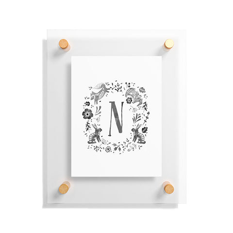 Wonder Forest Folky Forest Monogram Letter N Floating Acrylic Print