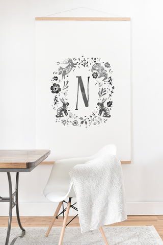 Wonder Forest Folky Forest Monogram Letter N Art Print And Hanger