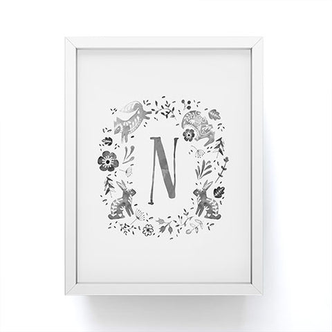 Wonder Forest Folky Forest Monogram Letter N Framed Mini Art Print
