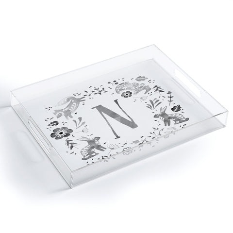Wonder Forest Folky Forest Monogram Letter N Acrylic Tray