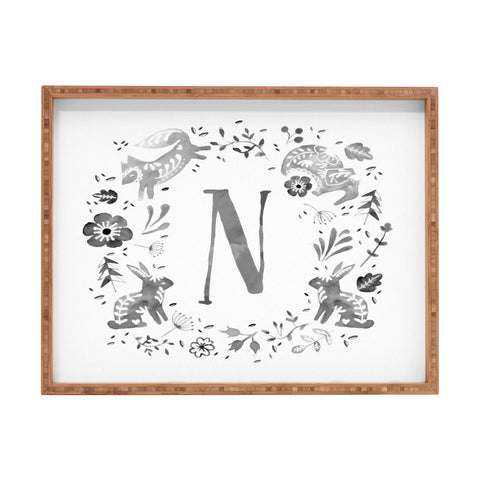 Wonder Forest Folky Forest Monogram Letter N Rectangular Tray