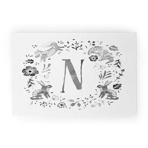 Wonder Forest Folky Forest Monogram Letter N Welcome Mat