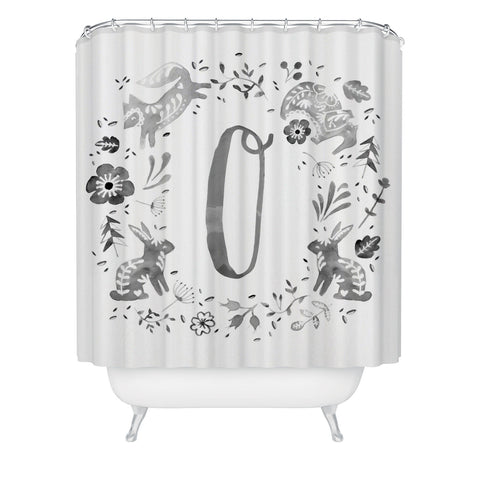 Wonder Forest Folky Forest Monogram Letter O Shower Curtain