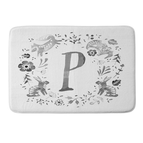 Wonder Forest Folky Forest Monogram Letter P Memory Foam Bath Mat