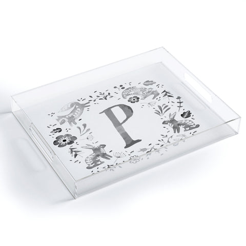 Wonder Forest Folky Forest Monogram Letter P Acrylic Tray