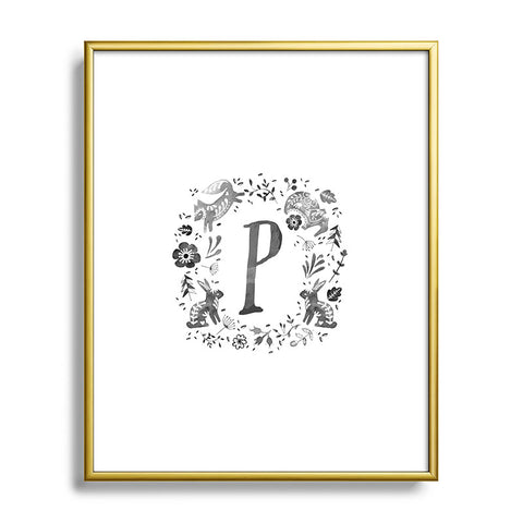 Wonder Forest Folky Forest Monogram Letter P Metal Framed Art Print