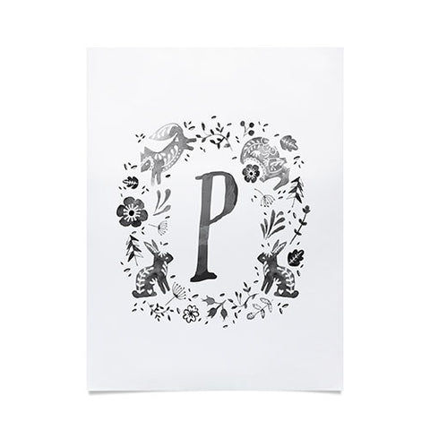 Wonder Forest Folky Forest Monogram Letter P Poster