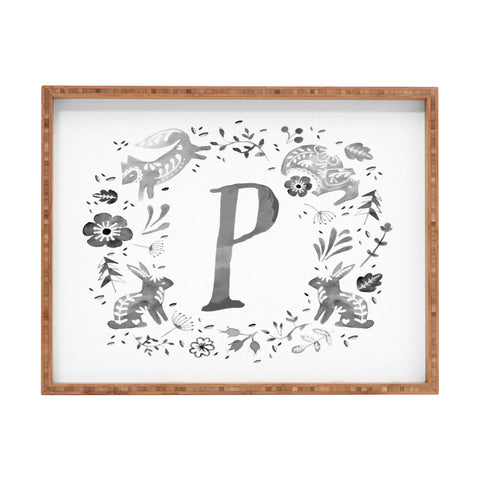 Wonder Forest Folky Forest Monogram Letter P Rectangular Tray