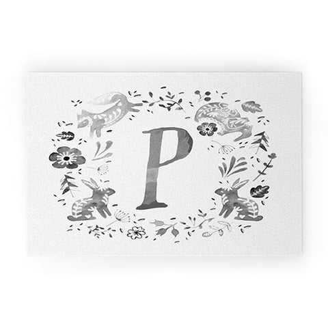 Wonder Forest Folky Forest Monogram Letter P Welcome Mat
