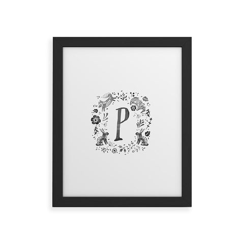 Wonder Forest Folky Forest Monogram Letter P Framed Art Print
