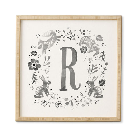 Wonder Forest Folky Forest Monogram Letter R Framed Wall Art