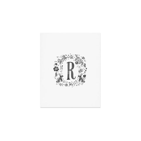 Wonder Forest Folky Forest Monogram Letter R Art Print