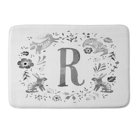 Wonder Forest Folky Forest Monogram Letter R Memory Foam Bath Mat