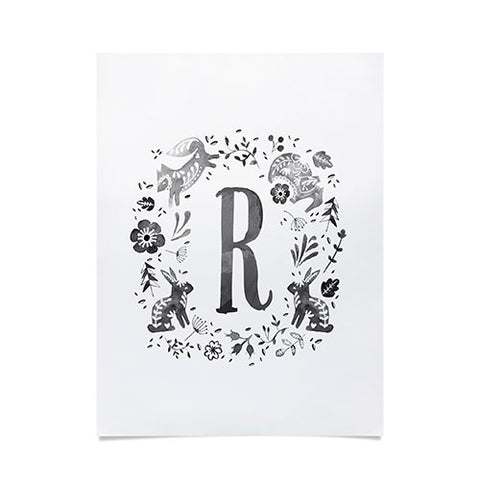 Wonder Forest Folky Forest Monogram Letter R Poster