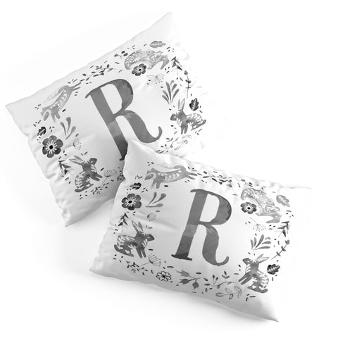 Wonder Forest Folky Forest Monogram Letter R Pillow Shams