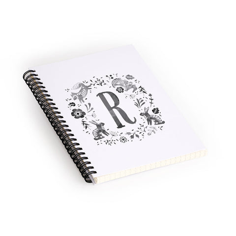 Wonder Forest Folky Forest Monogram Letter R Spiral Notebook