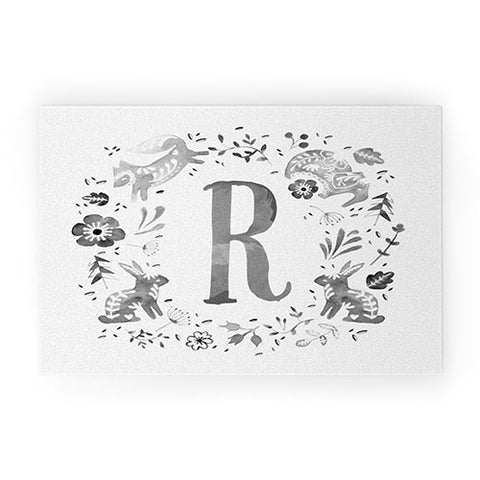Wonder Forest Folky Forest Monogram Letter R Welcome Mat