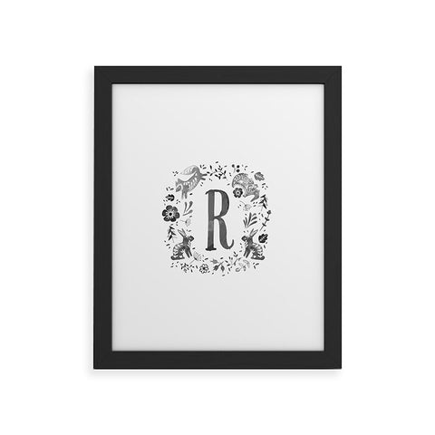 Wonder Forest Folky Forest Monogram Letter R Framed Art Print
