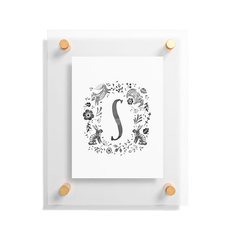 Wonder Forest Folky Forest Monogram Letter S Floating Acrylic Print