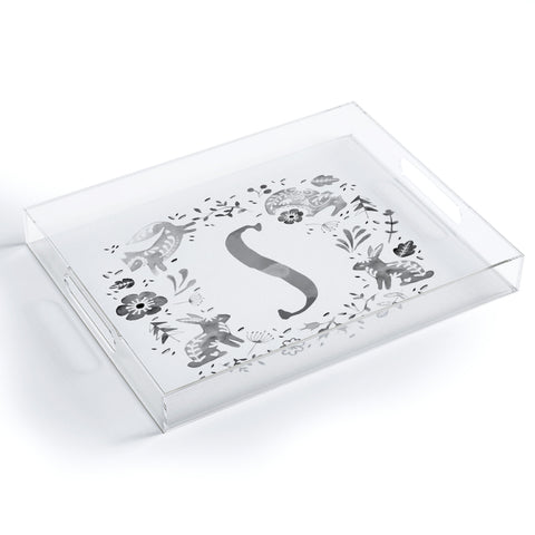 Wonder Forest Folky Forest Monogram Letter S Acrylic Tray