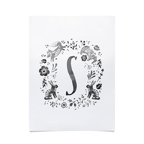 Wonder Forest Folky Forest Monogram Letter S Poster