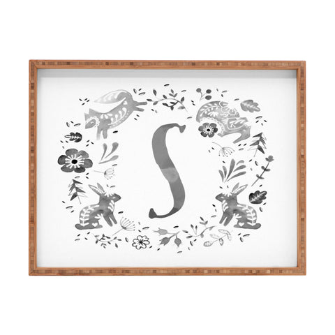 Wonder Forest Folky Forest Monogram Letter S Rectangular Tray