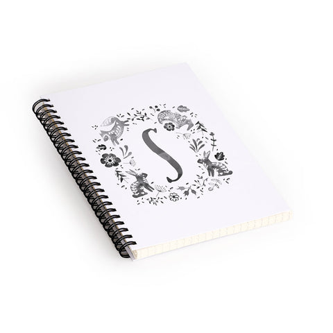 Wonder Forest Folky Forest Monogram Letter S Spiral Notebook