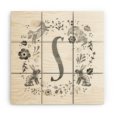 Wonder Forest Folky Forest Monogram Letter S Wood Wall Mural