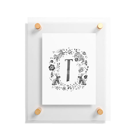 Wonder Forest Folky Forest Monogram Letter T Floating Acrylic Print
