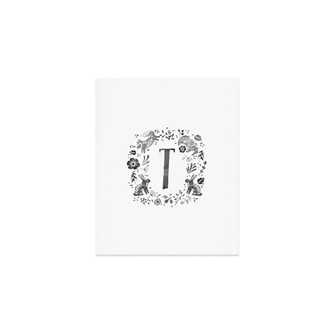 Wonder Forest Folky Forest Monogram Letter T Art Print