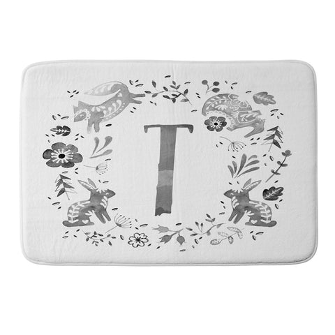 Wonder Forest Folky Forest Monogram Letter T Memory Foam Bath Mat