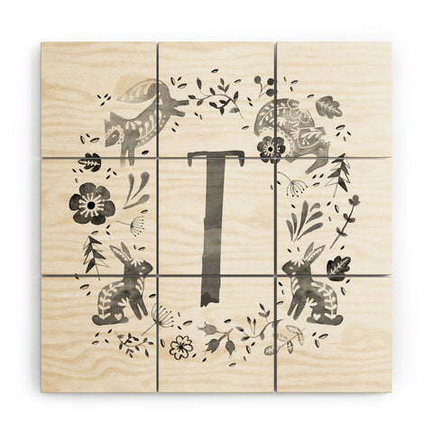 Wonder Forest Folky Forest Monogram Letter T Wood Wall Mural