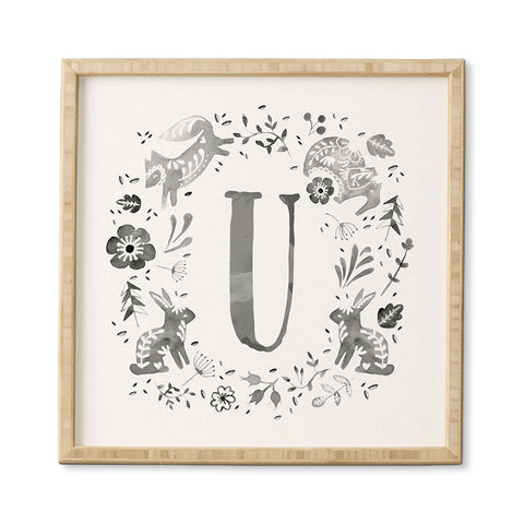 Wonder Forest Folky Forest Monogram Letter U Framed Wall Art