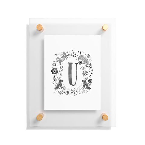 Wonder Forest Folky Forest Monogram Letter U Floating Acrylic Print