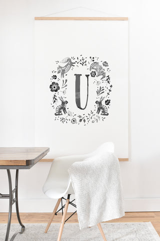 Wonder Forest Folky Forest Monogram Letter U Art Print And Hanger