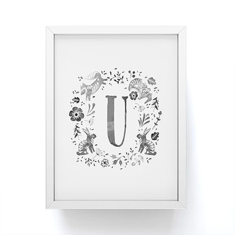 Wonder Forest Folky Forest Monogram Letter U Framed Mini Art Print