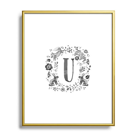 Wonder Forest Folky Forest Monogram Letter U Metal Framed Art Print