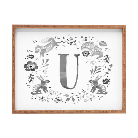 Wonder Forest Folky Forest Monogram Letter U Rectangular Tray