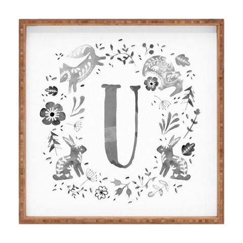 Wonder Forest Folky Forest Monogram Letter U Square Tray