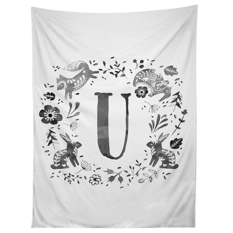 Wonder Forest Folky Forest Monogram Letter U Tapestry