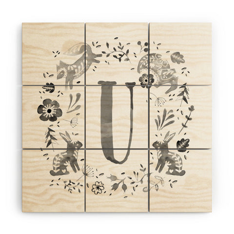 Wonder Forest Folky Forest Monogram Letter U Wood Wall Mural