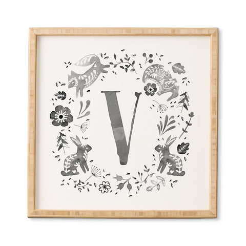 Wonder Forest Folky Forest Monogram Letter V Framed Wall Art