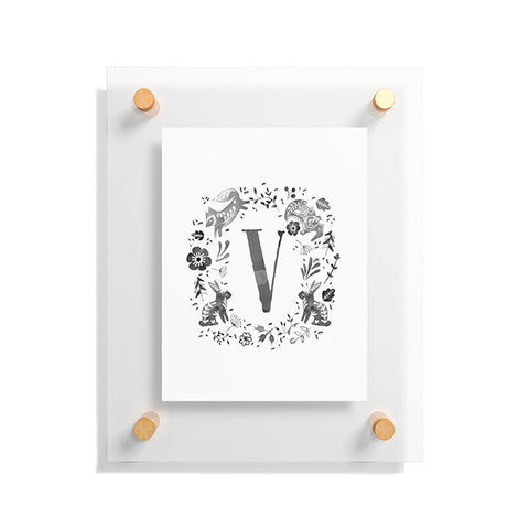 Wonder Forest Folky Forest Monogram Letter V Floating Acrylic Print