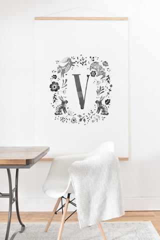 Wonder Forest Folky Forest Monogram Letter V Art Print And Hanger