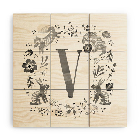 Wonder Forest Folky Forest Monogram Letter V Wood Wall Mural