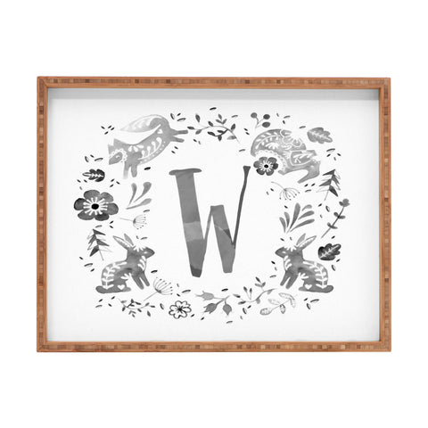 Wonder Forest Folky Forest Monogram Letter W Rectangular Tray