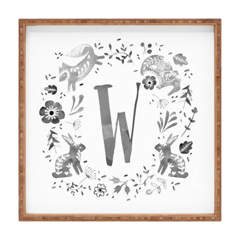 Wonder Forest Folky Forest Monogram Letter W Square Tray