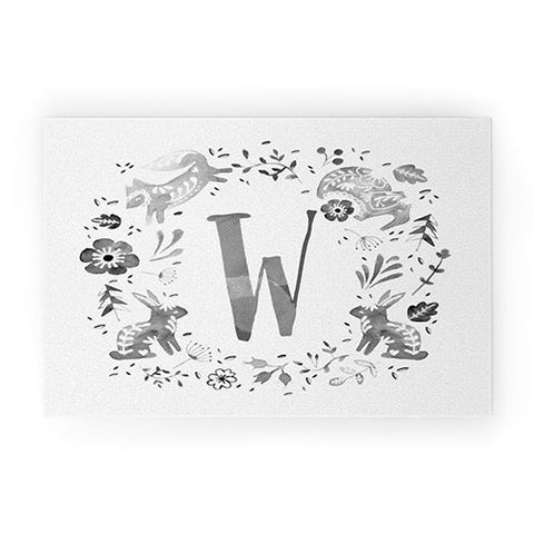 Wonder Forest Folky Forest Monogram Letter W Welcome Mat