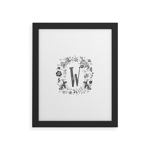 Wonder Forest Folky Forest Monogram Letter W Framed Art Print